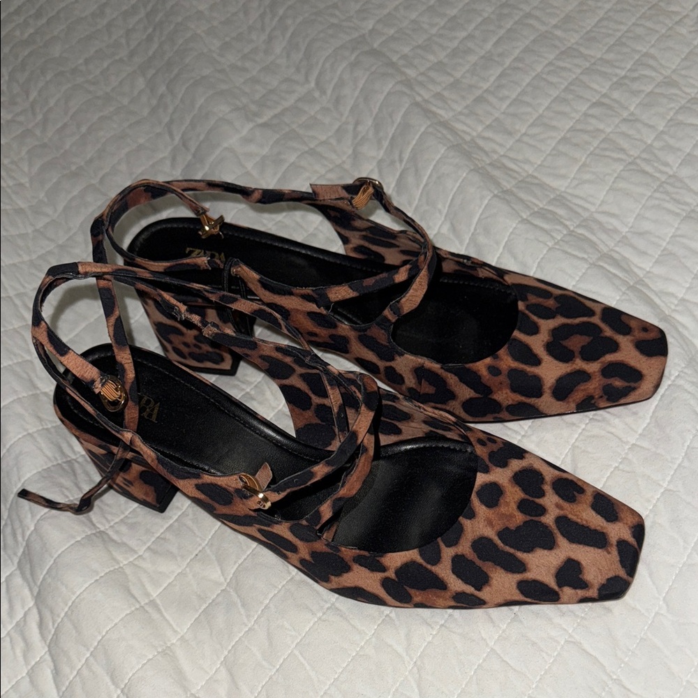 Zara Brown Leopard Print Heels